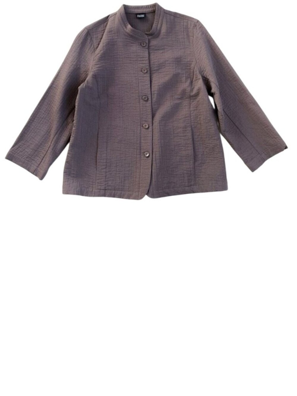 Eileen Fisher Womens Stand Collar Button-Front Jacket 2X Cobblestone Brown